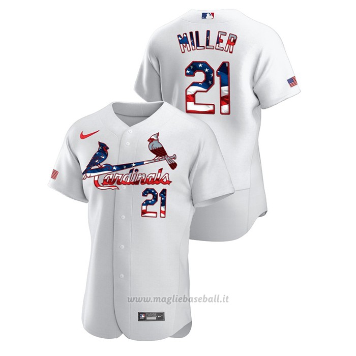 Maglia Baseball Uomo St. Louis Cardinals Andrew Miller 2020 Stars & Stripes 4th of July Bianco